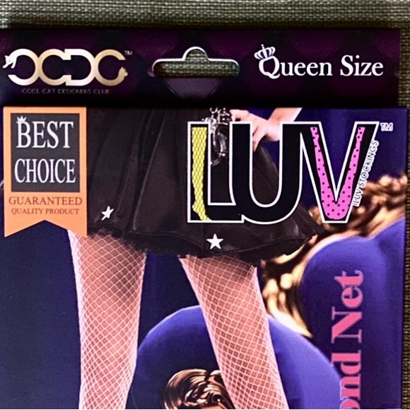 • Fishnet Pantyhose, Beige, PLUS - Picture 2 of 4